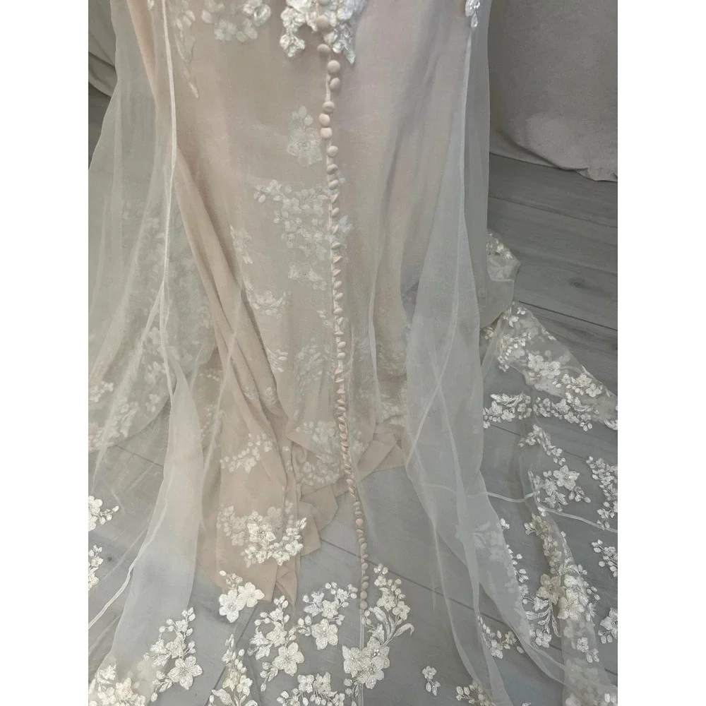 Jenny Yoo Collection Wedding Bridal Dress Strapless Floral Lace Mermaid Sz 10